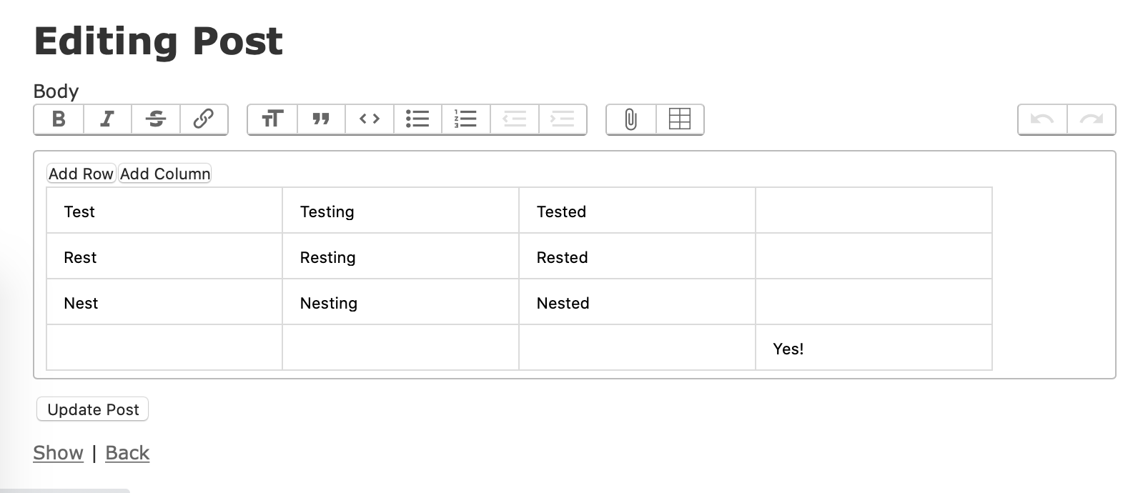 Adding Tables To ActionText With Stimulus.js • Blogging On Rails